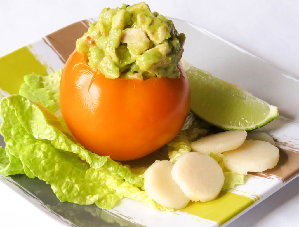 Avocado Chicken Salad Stuffed Tomato