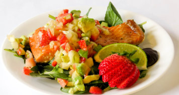 Baked Salmon Filet with Strawberry Fennel Avocado Salsa