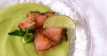 Green Goddess Gazpacho with Smoked Salmon