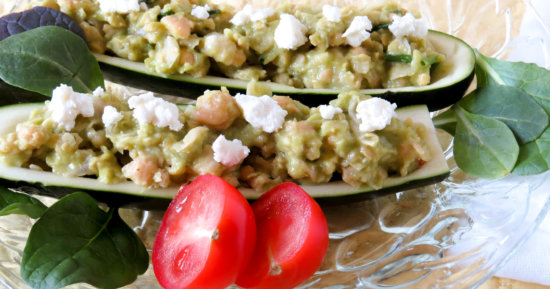 Not Chicken Salad (Chickpea & Avocado Salad) in Cucumber Boats