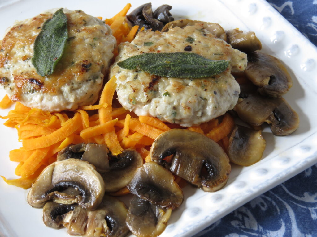 Sage Turkey Sausage with Sweet Potatoes and Mushrooms