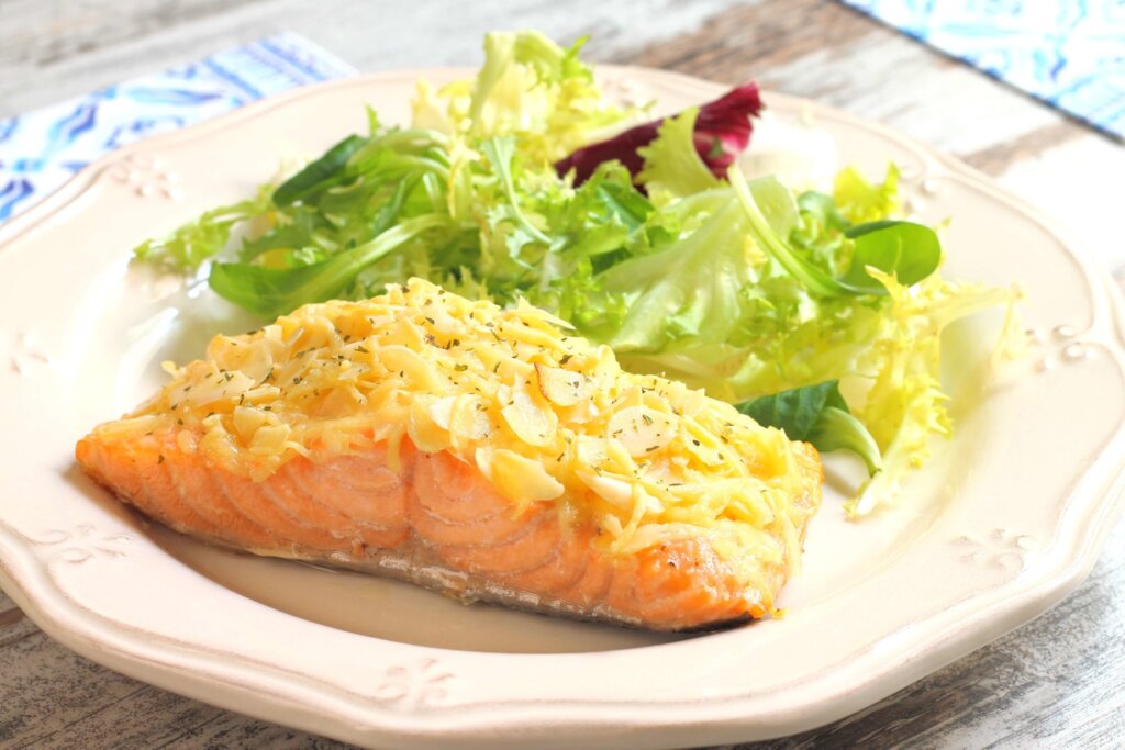 Salmon Roasted in Almonds and Butter